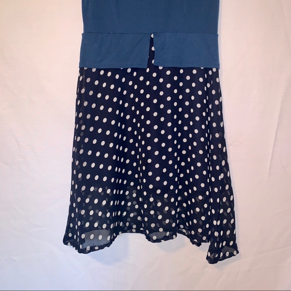 Navy Dress with Polka Dot Skirt S - Picture 6 of 8